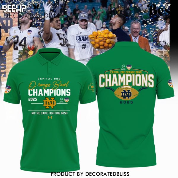 Capital One Orange Bowl Champions 2025 Notre Dame Fighting Irish Polo Shirt – Green